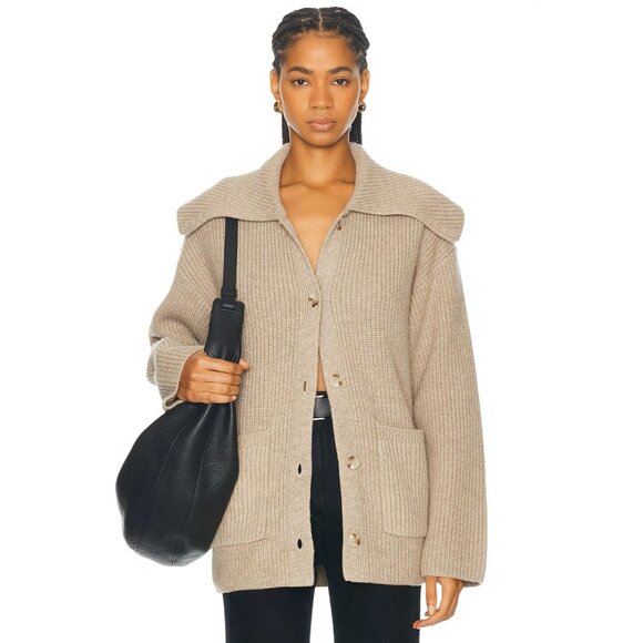 SIMKHAI Hollie Cardigan in Oat X-Small New Womens Knit Wool Sweater - Picture 1 of 16